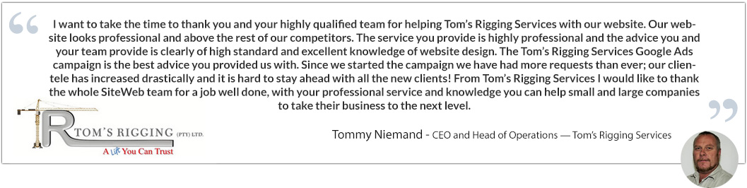Tommy Niemand testimonial tom’s rigging